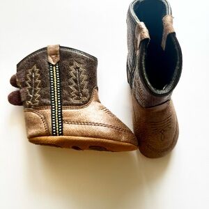 Old West Brown and Dark Brown Kids Boots